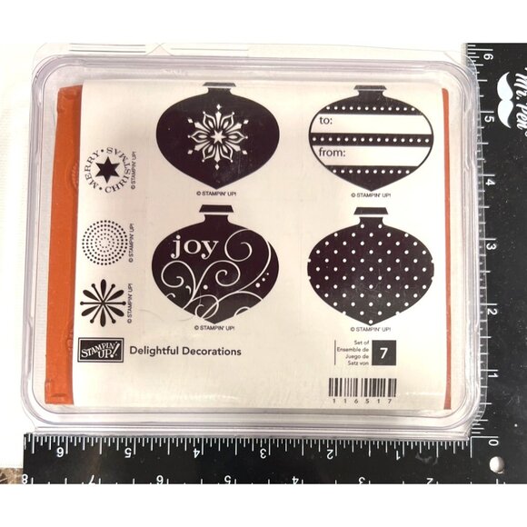 Stampin Up! Delightful Decorations Wood Mounted Rubber Stamp Set Holiday 116517 - Picture 1 of 2